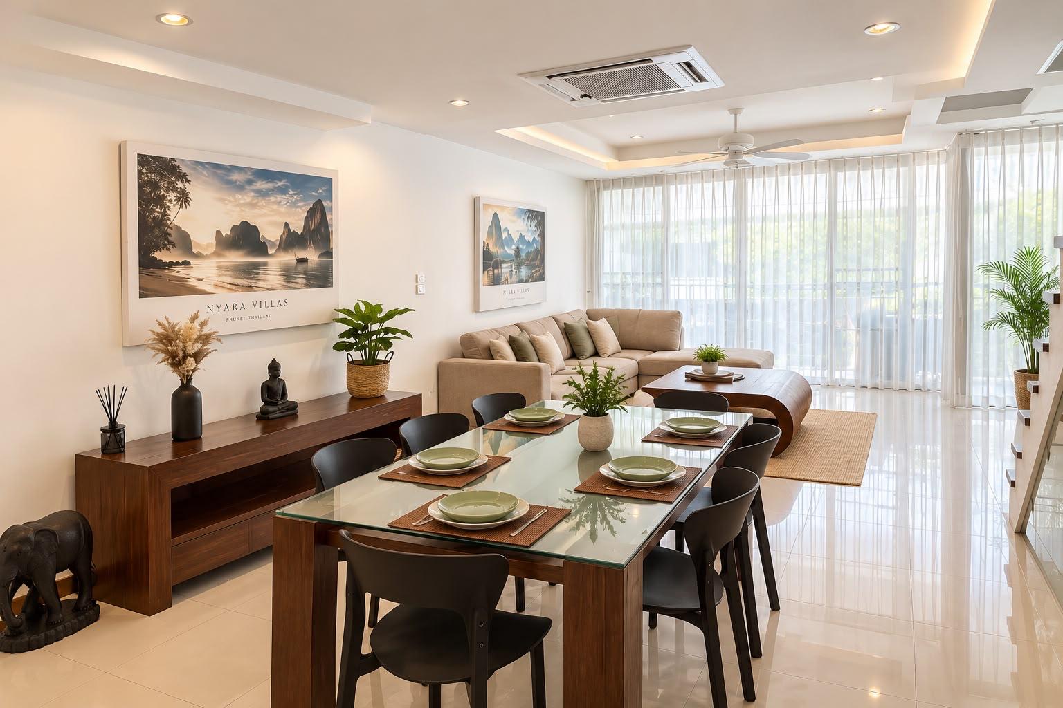 Open-plan living and dining room